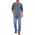 thumbnail image 2 of Camisetas de manga larga Raglan casual para hombres INSPIRE CHIC, estilo Henley, XL, azul oscuro, 2 of 6