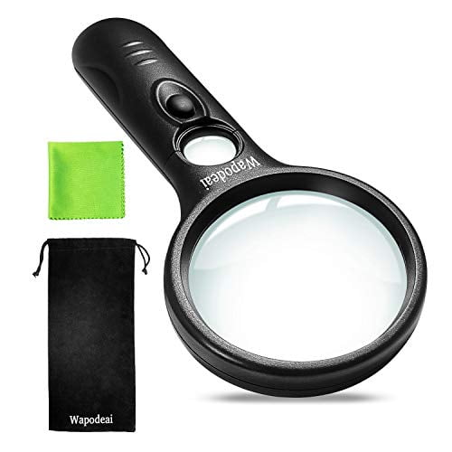 ANVEY WITH A (LOGO) Magnifying Glass with 3 Led Light 3X & 45X Big Size  Zoom Lenses for Seniors, Reading, Kids, Eyelash Extensions