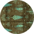 thumbnail image 1 of Ahgly Company Indoor Round Abstract Turquoise Blue Modern Area Rugs, 4' Round, 1 of 4