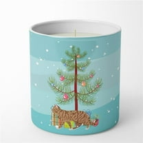 Carolines Treasures CK4731CDL 3.75 x 3.25 in. Unisex Toyger Cat Merry Christmas 10 oz Decorative Soy Candle