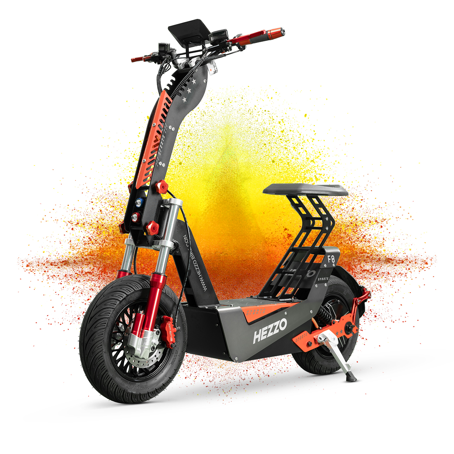 HEZZO 8000W E-Scooter Adults - 56MPH, 75Mi Range, 16" Tires, Foldable Hydraulic Brakes All-Terrain