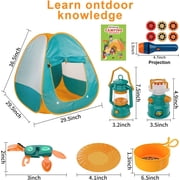FUN LITTLE TOYS 17Pcs Kids Camping Pretend Play Set, Pop Up Play Tent with Light Up Stove Lantern Binoculars, Outdoor Adventure Toy Christmas Birthday Gifts for Toddlers Boys Girls Ages 3+