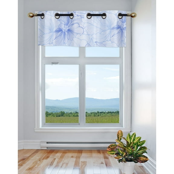 LUXURY VALANCE KITCHEN BATHROOM DÉCOR WINDOW BIG FLOWER FLORAL BLACK PRINT DESIGN BLACKOUT LINED VALANCE GROMMEST SIZE 37" WIDE X 18" LENGTH