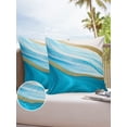 thumbnail image 6 of Pack of 2 Outdoor Pillow Covers, Light Blue Watercolor Gradient Marble Waterproof Square Throw Pillowcase Cushion Decorative Pillow Covers for Couch Patio Tent, 26x26 in, 6 of 6