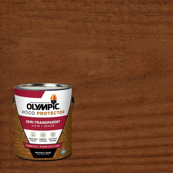 Olympic 1 Gallon ST-2022Russet Exterior Semi-Transparent Wood Protector Stain Plus Sealer in One