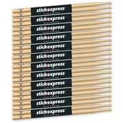 Stick Express SE2BW 12 American Hickory 2B Drumsticks with Wood Tip, 12 Pairs