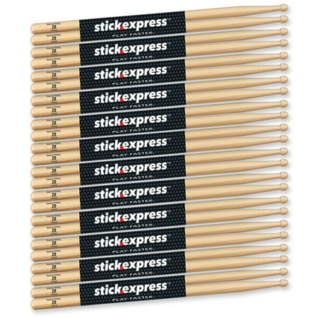Stick Express SE2BW 12 American Hickory 2B Drumsticks with Wood Tip, 12 Pairs