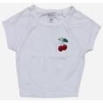 thumbnail image 5 of Roxy Women's T-Shirt Cherries Ribbed Knit Cap Sleeve Cropped Raglan Tee Top (Small, White), 5 of 6