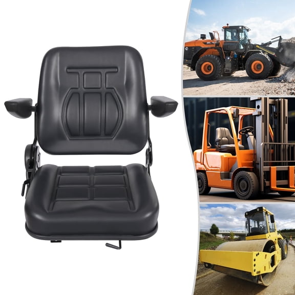Heavy-Duty Forklift Seat, Ergonomic Design, Adjustable Backrest 30°-180°, PU, Steel, and Sponge Construction, Load Capacity 132-176lbs