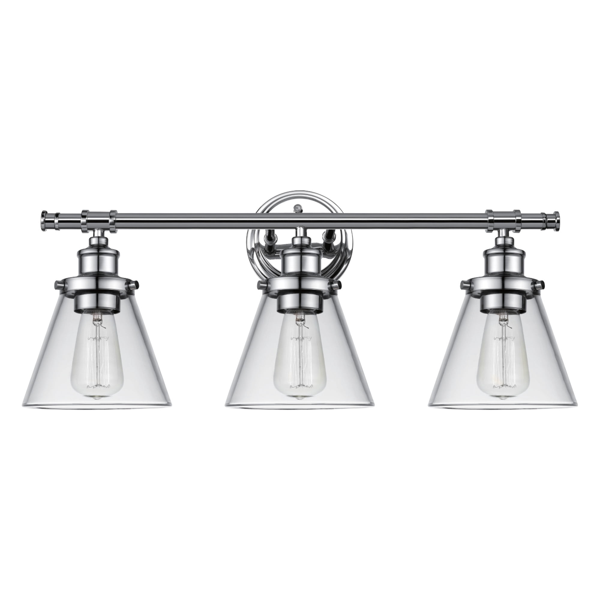 3-Light Chrome All-In-One Bath Light Vanity 5-Piece Rustic Classic Decor Pipe 