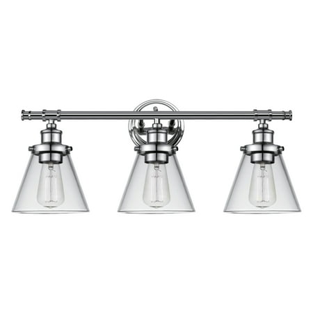 Globe Electric Parker 3-Light Chrome Vanity Light with Clear Glass Shades  51445