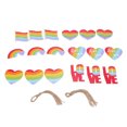 thumbnail image 3 of Adornos de bandera de corazón arco Iris ANGGREK Madera contrachapada de álamo Múltiples estilos, 3 of 7