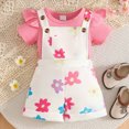 thumbnail image 2 of Baby Girls Clothes Set 2 Piece Summer Casual Cute Flowers Print Short Sleeve Rompers and Overalls Shorts Kaprioy Toddler Girl Clothes 6M 9M 12M 18M 24M 2T 3T, 2 of 6