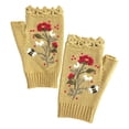 thumbnail image 5 of KHONTS Women's Hand Embroidered Knitted Flower Fingerless Gloves 02-Yellow One Size, 5 of 5