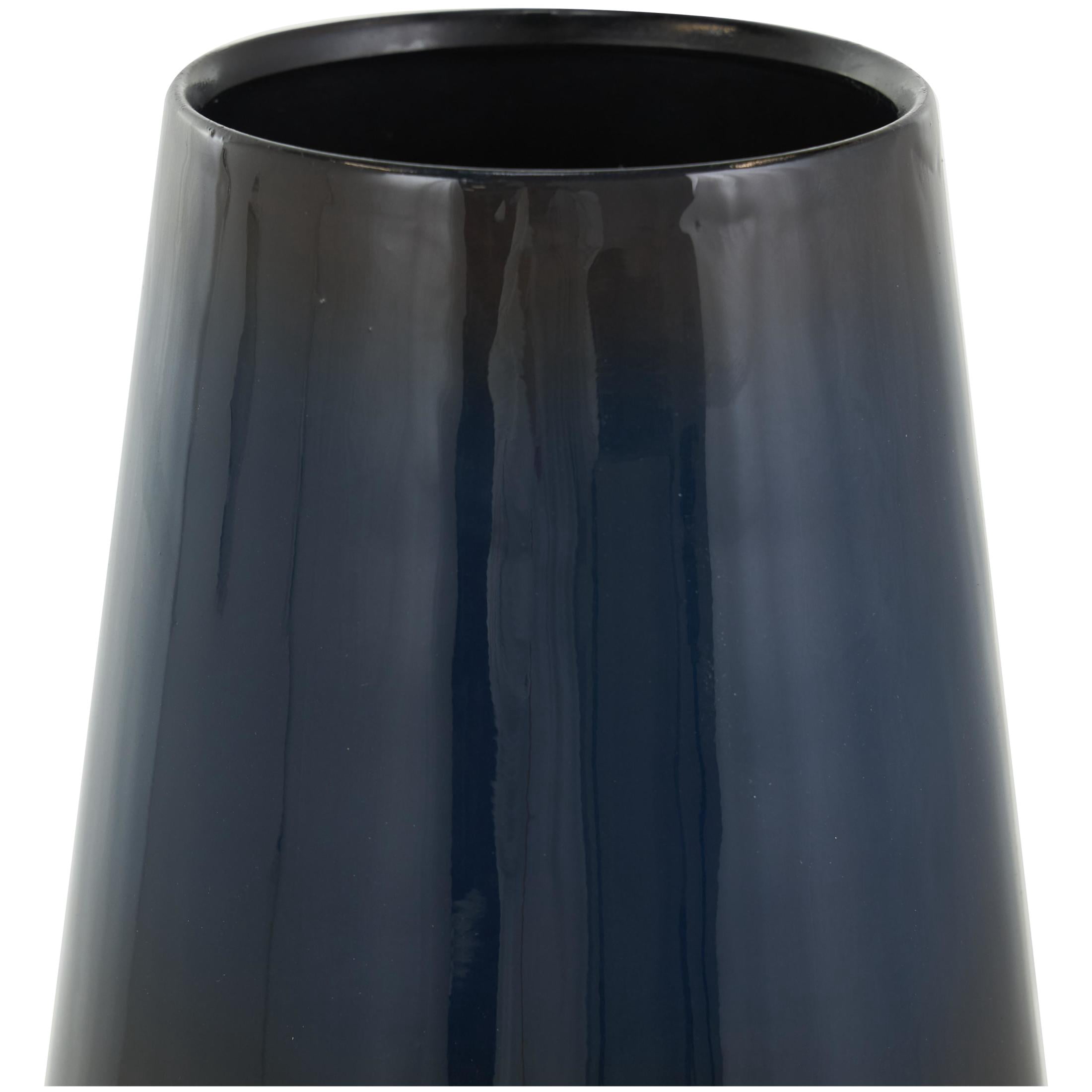 DecMode 16" Ombre Blue Metal Vase with Brown Accents