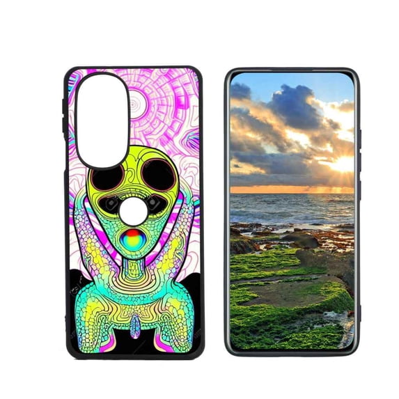 Compatible with Motorola Edge 30 Pro Phone Case, Psychedelic-Trippy-Alien-Art-Visuals-Colours26 Case Men Women, Flexible Silicone Shockproof Case for Motorola Edge 30 Pro