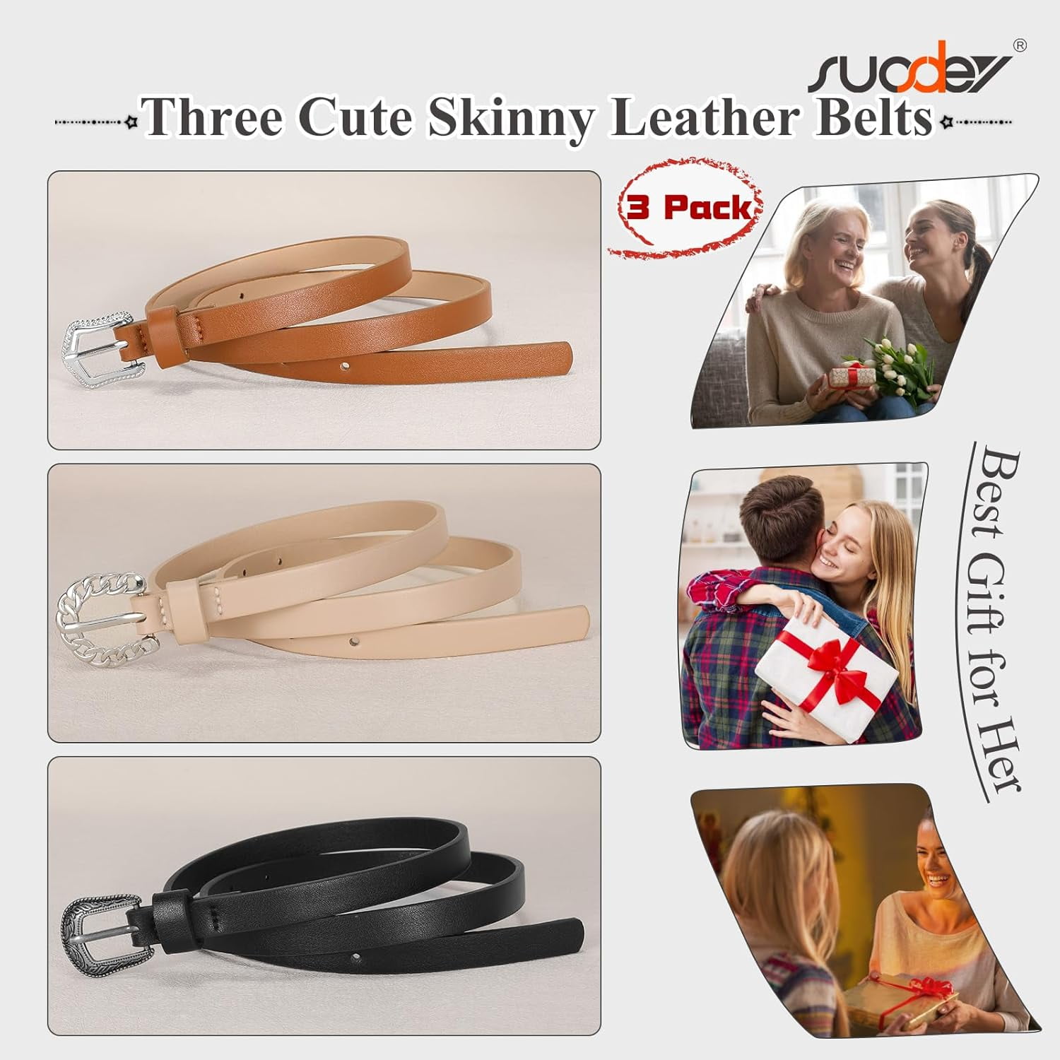 3138 5 Pack Skinny Belts For Women Leather Waist Dresses Set of Women main image 2