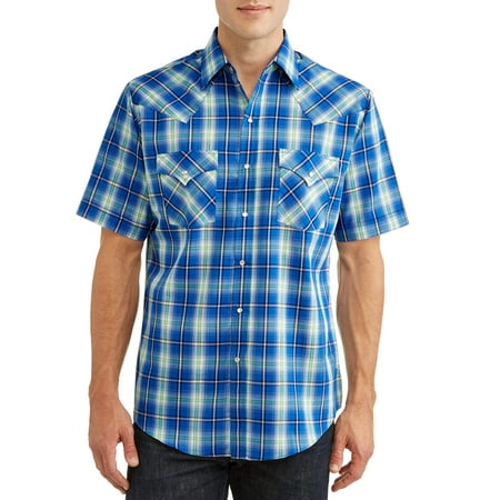 Heritage Plaid Shirt - Plains Men's Short Sleeve Plaid Western Shirt, up to Size 6XL