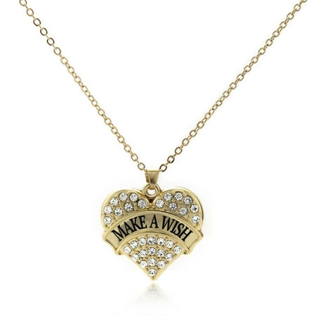 Make A Wish Necklace - Make a Wish Gold Pave Heart Charm Necklace