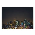 thumbnail image 1 of City Cutting Board, Cityscape at Night Abstract Display with Silhouettes with Colorful Dots Bokeh Effect, Decorative Tempered Glass Cutting and Serving Board, Small Size, Multicolor, by Ambesonne, 1 of 1