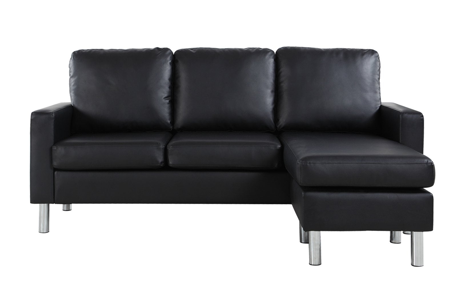 Modern Bonded Leather Sectional Sofa, Black Bonded Leather Sectional