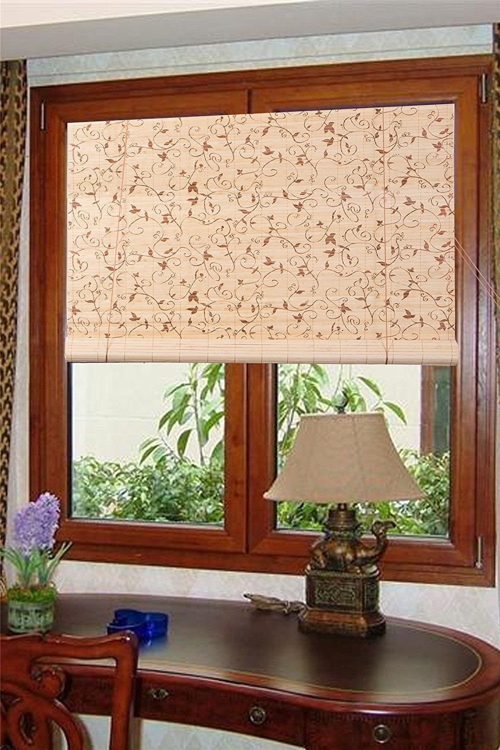 W42" X H72" Natural Bamboo Roll Up Window Blind Roman Shade Sun Shade WB-9A1 