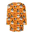 thumbnail image 5 of Halloween Womens Shirts Funny 3/4 Sleeve Pullover Spooky Halloween Ghost Pumpkin Printed Tops Horror O Neck T Shirts Three Quarter Length Blouse,4XL, 5 of 7