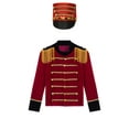 thumbnail image 3 of Aislor Kids Boys Drummer Marching Band Halloween Costume Solider Long Sleeve Tassel Coat with Hat Red 6, 3 of 7