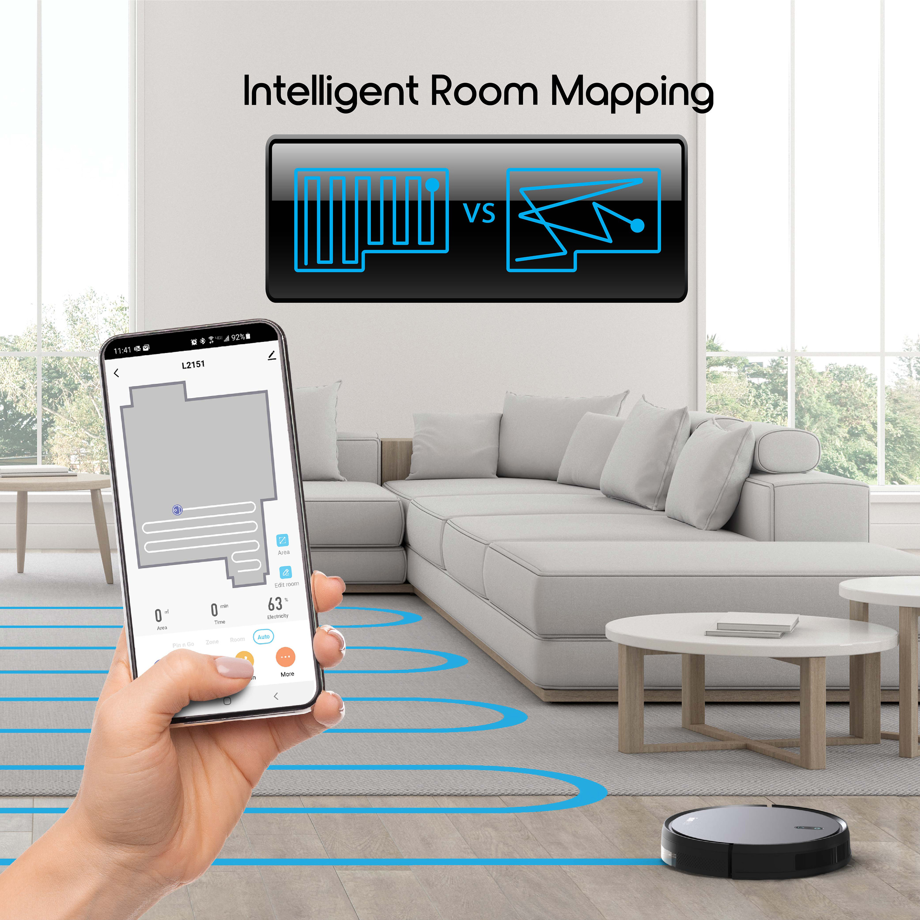 IonVac UltraClean Robovac with Smart Mapping, Wi-Fi Robot Vacuum Cleaner with App/Remote Control - image 3 of 10