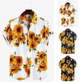 thumbnail image 3 of ALSLIAO - Camiseta hawaiana retro de girasoles para hombre, manga corta, informal, holgada, color negro, talla 2XL, 3 of 8
