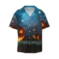 thumbnail image 4 of Salouo Spooky Halloween Pattern Cuban Collar Shirts for Men Button-Down Shirt Men's Short Sleeve Shirts Hawaiian Shirts Casual Shirts -4X-Large, 4 of 6
