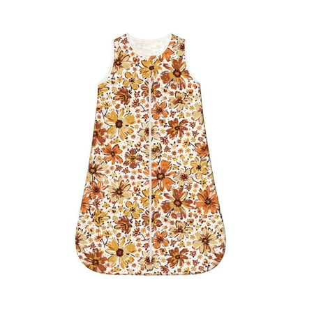 

Fotbe Wildflowers Vintage Pattern Sleep Sack - Baby Wearable Blanket with Zipper Extra Soft Cotton Sleeveless Sleeping Bag for Infants-Large