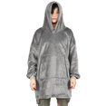 thumbnail image 3 of Manta con capucha, sudadera con capucha de franela polar, ropa cálida con bolsillo, tamaño libre de gran tamaño, gris, 3 of 14
