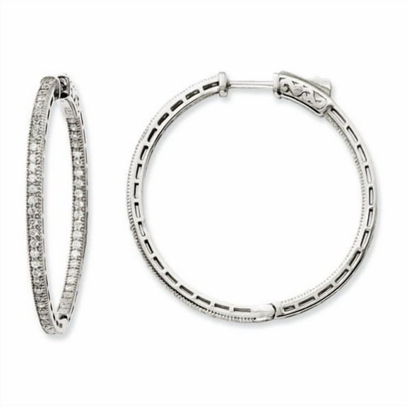 Primal Silver Sterling Silver Rhodium-plated Cubic Zirconia In and Out Hoop Earrings