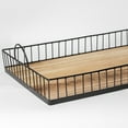 thumbnail image 4 of Rectangular Wooden Serving Tray with Wire Frame Metal Handles, Decorative for Food Coffee Table, Farmhouse Rustic Centerpiece Ottoman Complement Any Home Decoration, 4 of 7