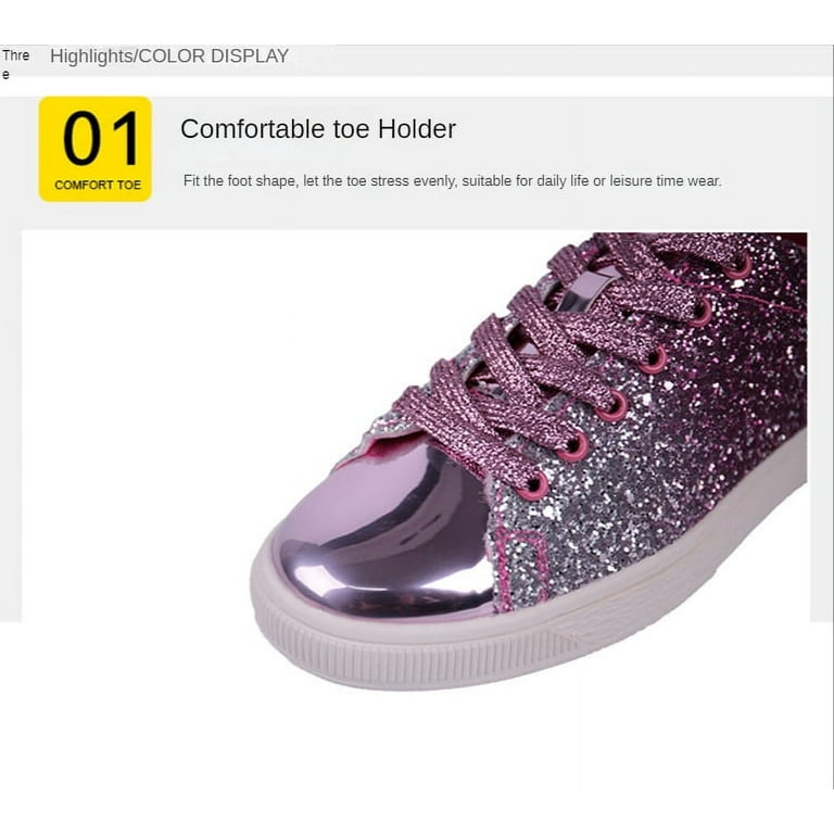 JEKO Women'S Glitter Tennis Sneakers Neon Dressy Sparkly Sneakers