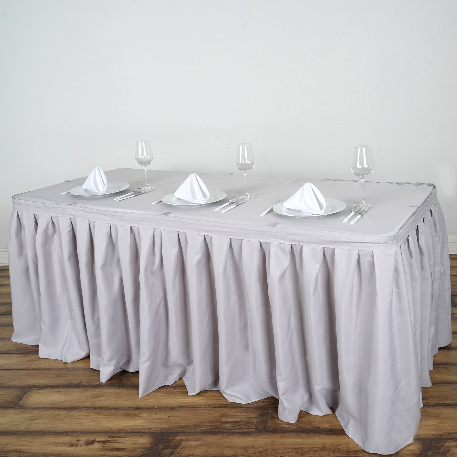 Efavormart Accordion Pleat Wholesale Polyester Table Skirt for Kitchen