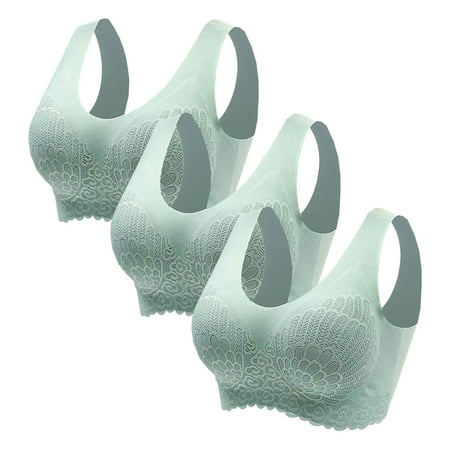 Fesfesfes Bras for Women Wireless 3-Pack Bras for Young Ladies Top Bra Wire Free Underwears Base Vest Style Sports