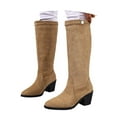 thumbnail image 4 of Aihuaihua Knee High Boots Women Leather Elastic Boots Low Heel Square Toe Fall Long Tall Boots for Women, 4 of 9
