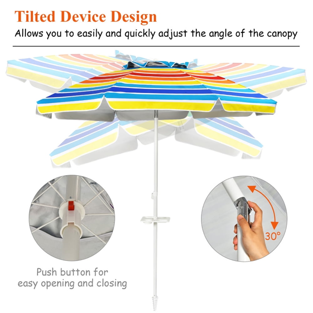 Aimee Lii 7.2 Feet Portable Outdoor Beach Umbrella with Sand Anchor and Tilt Mechanism, Sunbrella Patio Umbrellas, Multicolor Aimee Lii 7.2 Feet Portable Outdoor Beach Umbrella with Sand Anchor and Tilt Mechanism, Sunbrella Patio Umbrellas, Multicolor