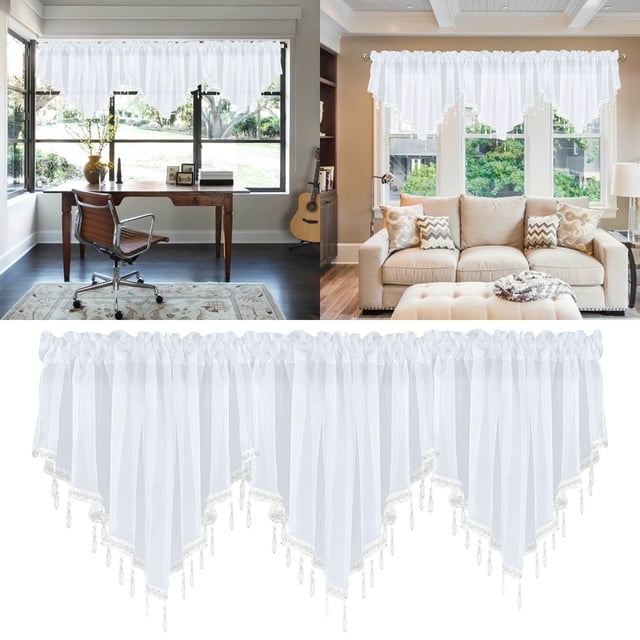 Cqxid Rideau à Moins de 10 $ 3 Pcs Rideau Uni Fini Rideau Draperie 51x24 Chambre Déco Maison Rideau Triangle Écran de Rideau Cuisine Rideau Court