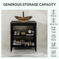 thumbnail image 6 of FULLWATT 30 Inches Bathroom Vanity in Black Finish with Glass Boat-Shaped Vessel Sink, Single Bathroom Vanity with Top, 2-Door Cabinet, 6 of 11