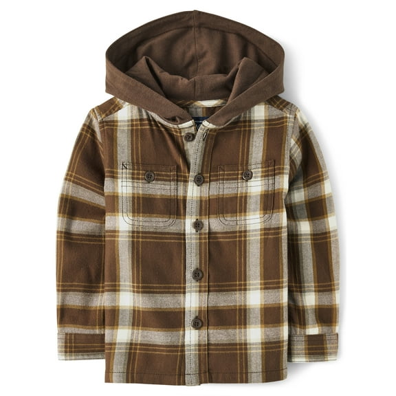 The Children's Place Toddler Boys Long Sleeve Plaid Hoodie, Sizes 6M-5T