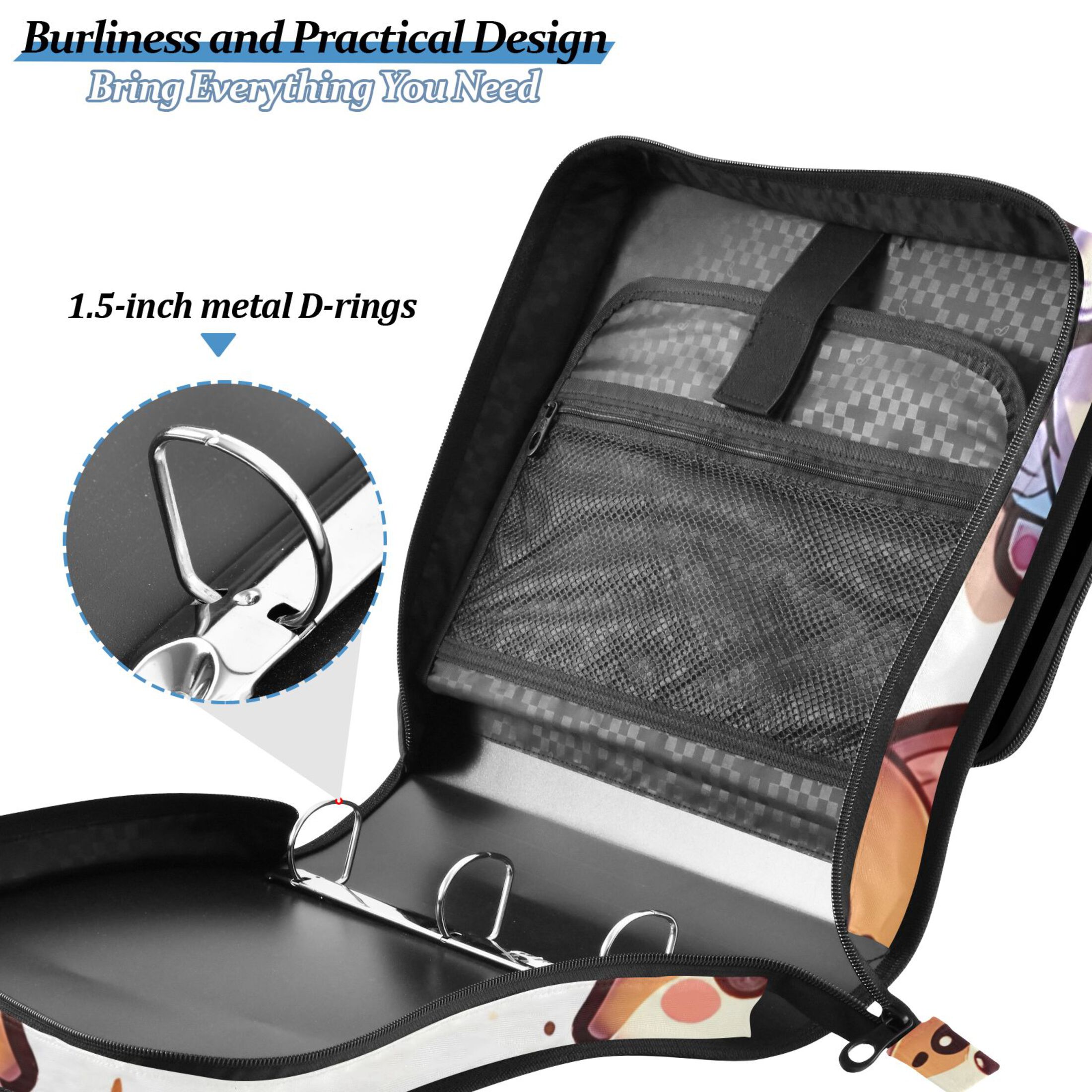 ALAZA Zipper Binder Cute Corgi Dogs Stars 3 Ring Trapper Keeper File Folder Organizer Bag