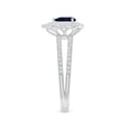 thumbnail image 3 of ANGARA Natural Split Shank Pear Sapphire and Diamond Double Halo Ring in 14K White Gold for Women (Size-6x4mm) | September Birthstone, Anniversary, Jewelry Gift for Women | Natural Blue Sapphire Ring, 3 of 9