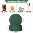 thumbnail image 3 of Coasters Set of 6 with Holder,Coasters for Drinks,Coffee Table Decor Coaster,Suitable for Kinds Cups,Anti-Slip,Non-Stick,Silicone Cup Coaster and Living Room Decor(6 Pcs, Green), 3 of 7