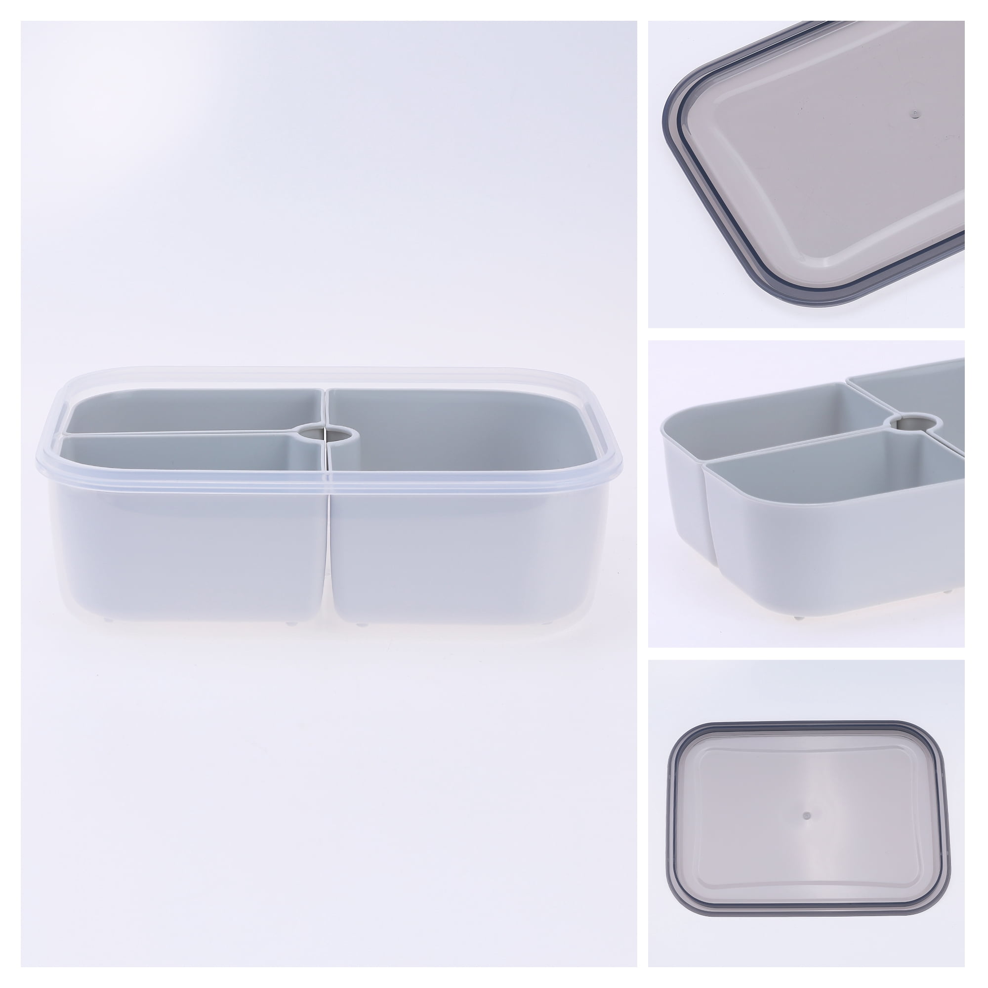 Unique Bargains Food Storage Containers Meal Prep 5 Packs 3 Grids-No Hollow