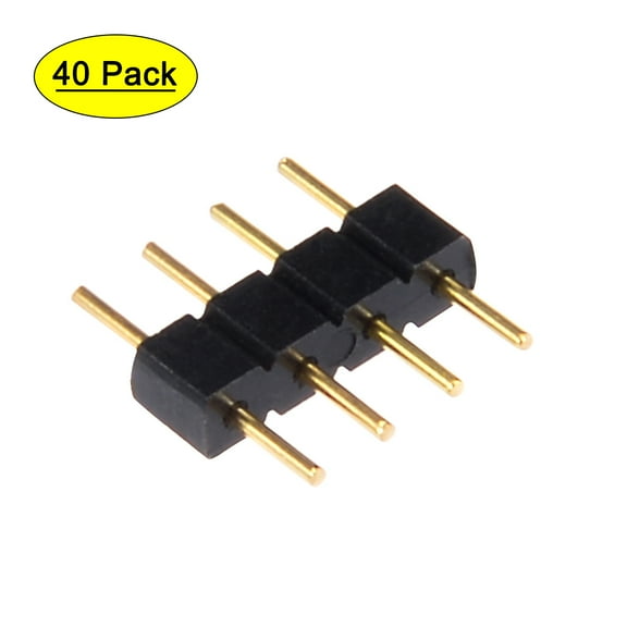 40pcs 4 Pin Male to Male Plug Header Adapter Fit RGB/3528/5050 Chip Strip
