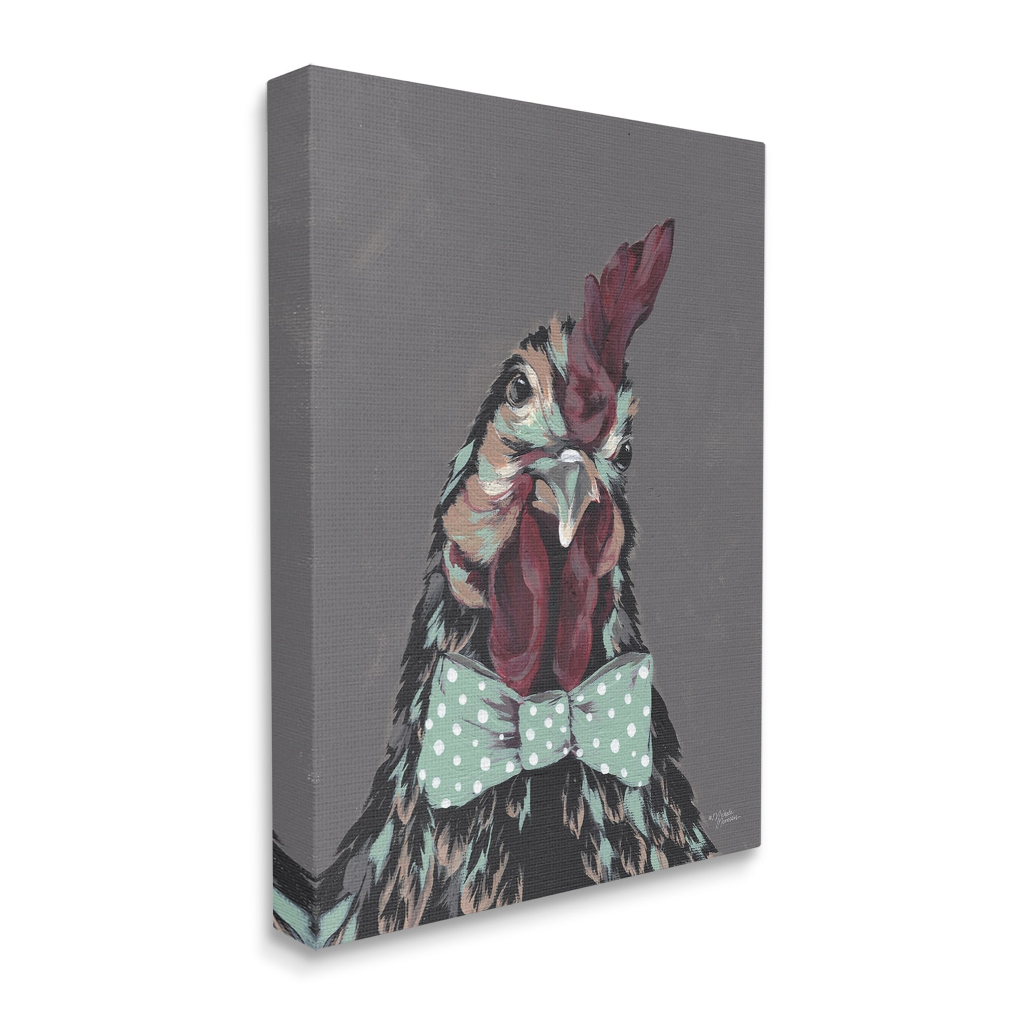 Stupell Industries Rooster Sire Exotic Farm Animal Polka Dot Bowtie,16 x 20, Design by Michele Norman