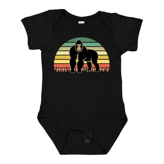 Inktastic Gorilla Retro Sunset Jungle Animal Boys or Girls Baby Bodysuit